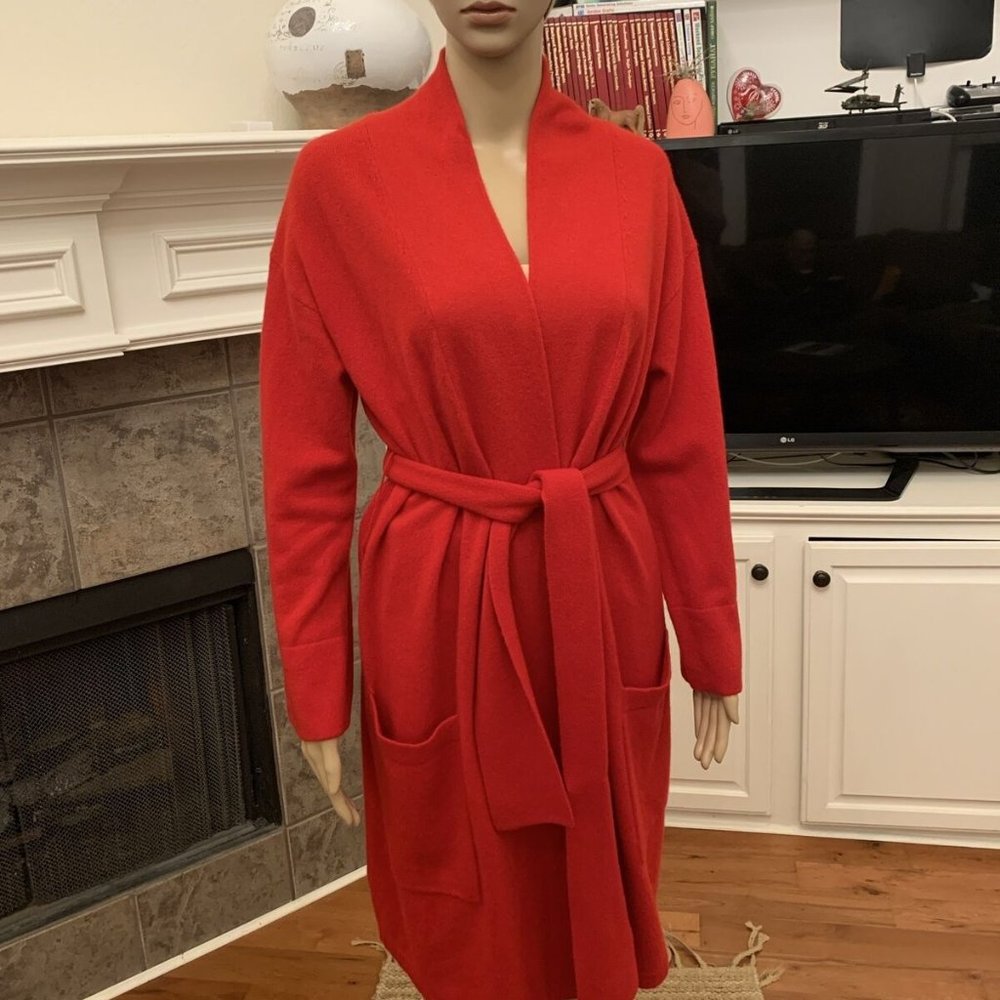NWT Van Winkle & CO. WOMENS RED Cashmere SHAWL COLLAR ROBE - Picture 4 of 13